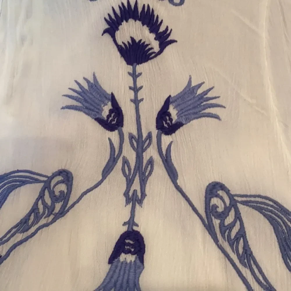 Free People NWOT White and Blue Embroidered Dress Sz M